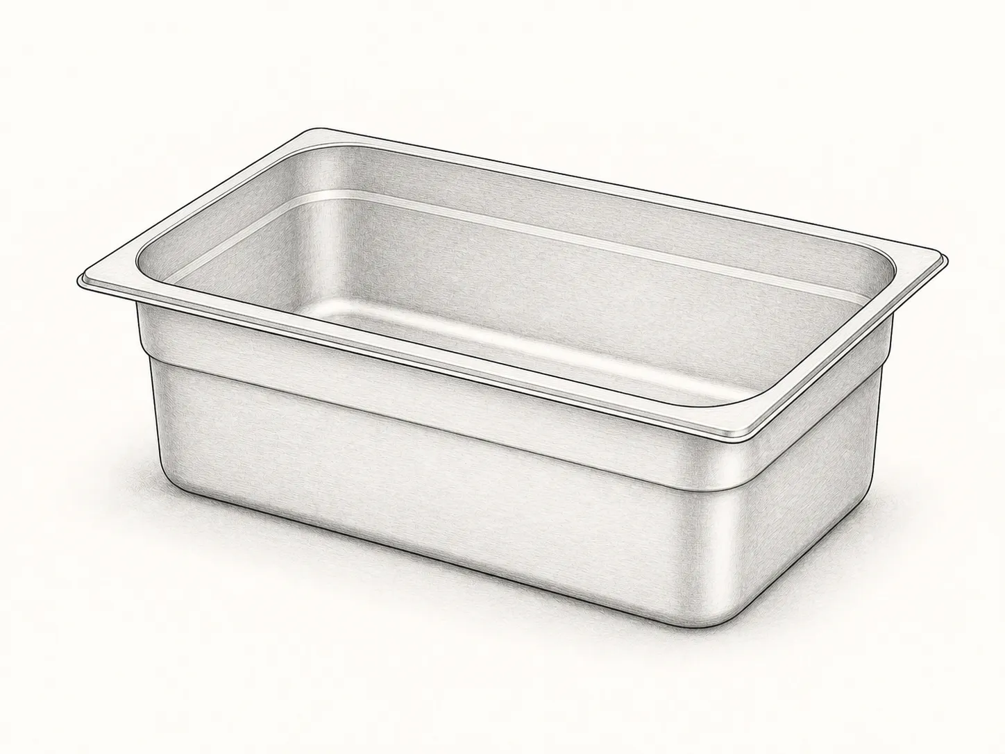 European-Style GN Pans 1/1 by 200 mm pencil-style comparison illustration