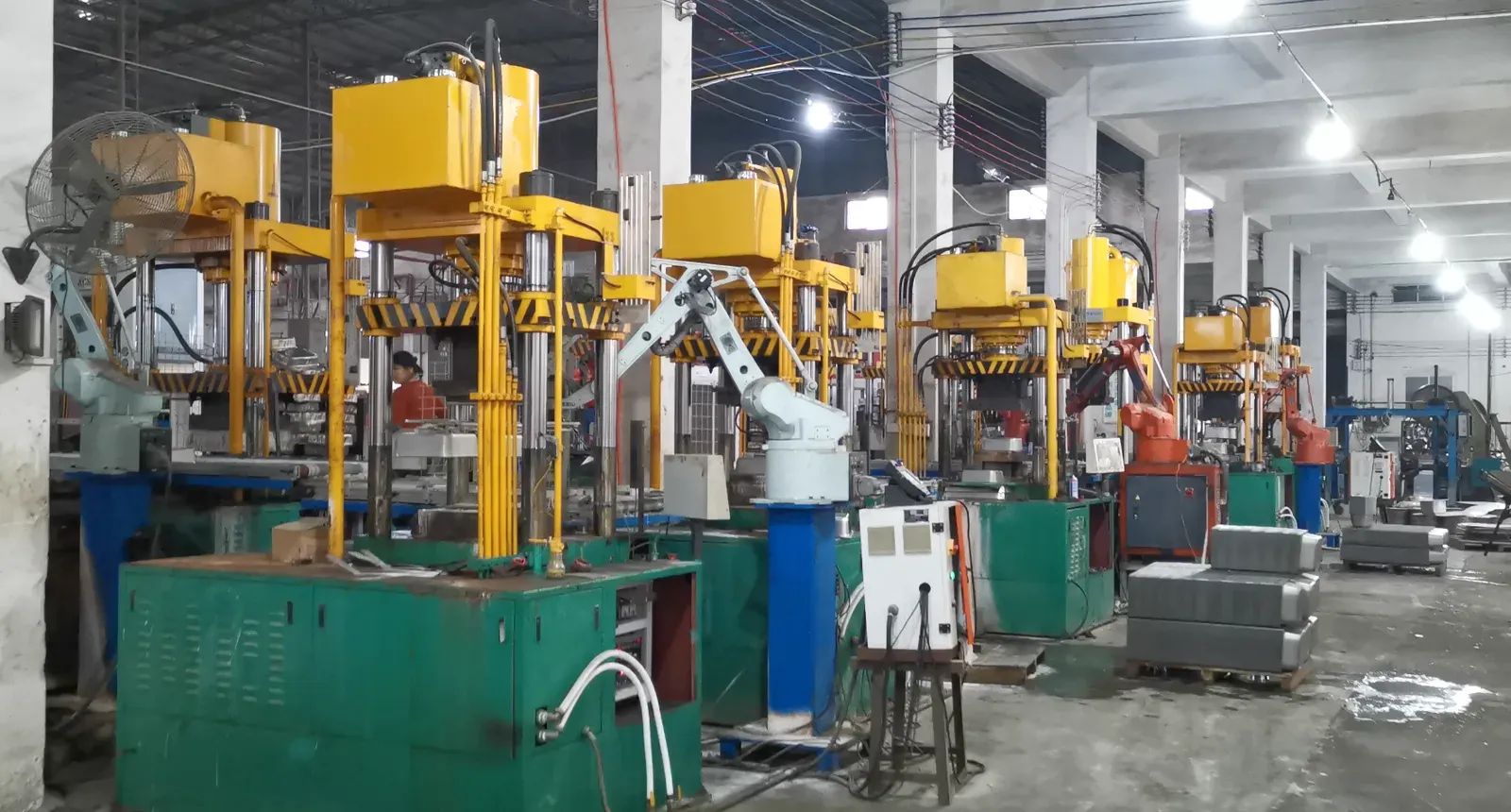 A row of forming presses inside the SEEKTAY factory